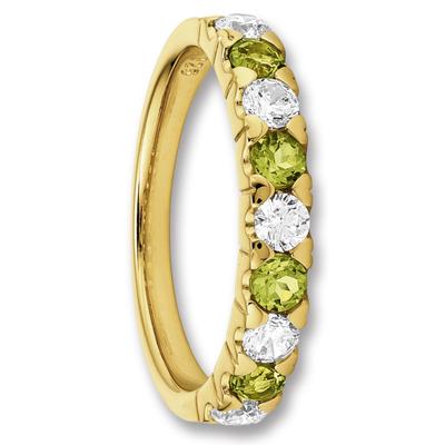 Silberring ONE ELEMENT "Zirkonia & Peridot Ring aus 925 Silber" Gr. 52, grün (silber), Fingerringe, Damen, 52,mit Zirkonia, Silber 925 (Sterlingsilber), Silberring, Persönlicher Akzent – schlicht, modern, aussagekräftig