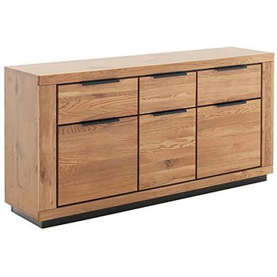 Sitzbank MCA LIVING "Greno Garderobenbank", beige (naturfarben), B:163cm H:80cm T:40cm, Holzwerkstoff, Massivholz, Sitzbänke, Sitzbank, 2 offene Fächer, FSC-Mix
