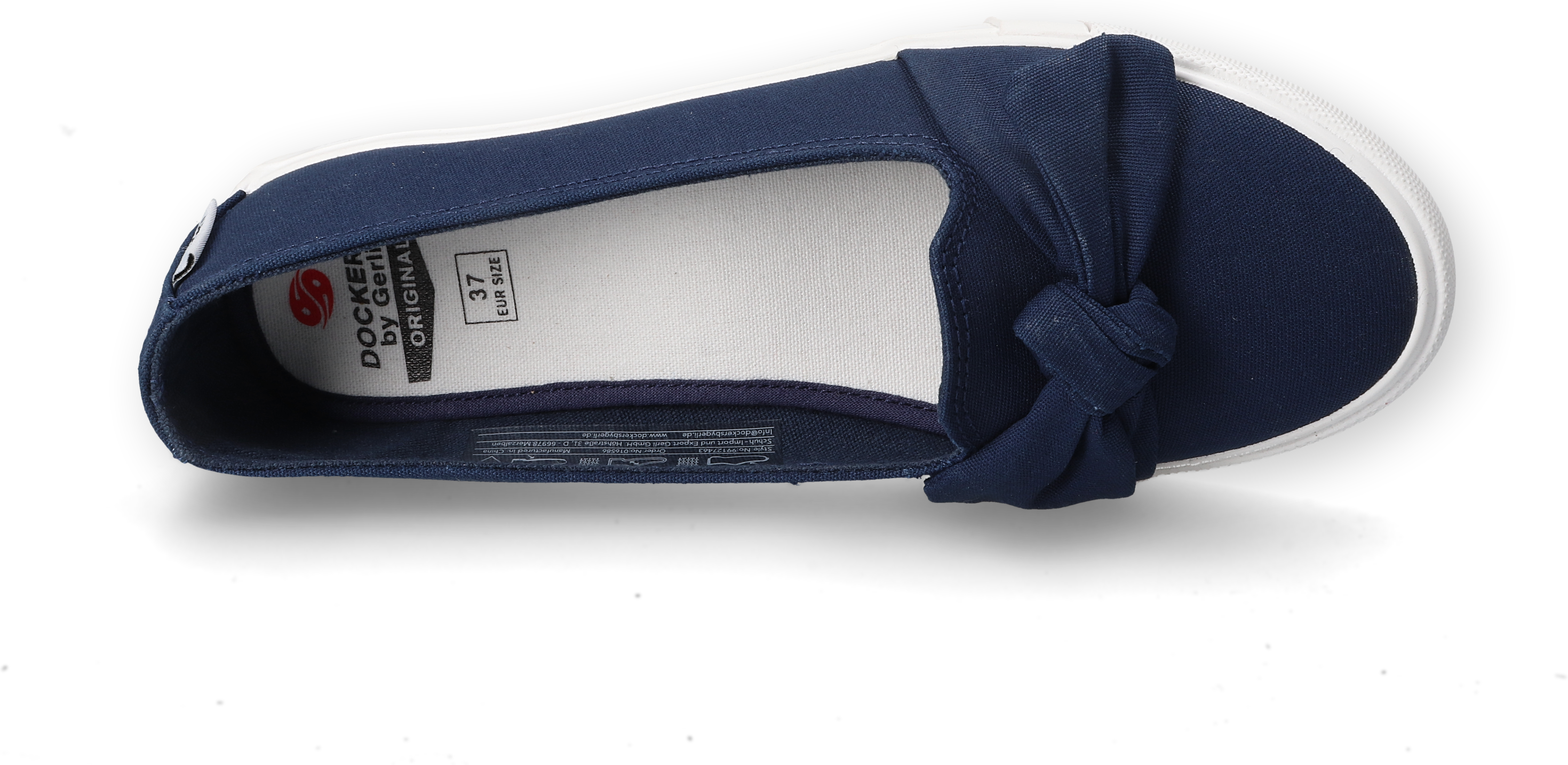 Ballerina DOCKERS BY GERLI, Damen, Gr. 44, Textil, blau (dunkelblau), Schuhe Ballerina, Freizeitschuh mit auffälliger Schleife dunkelblau 44, Textil