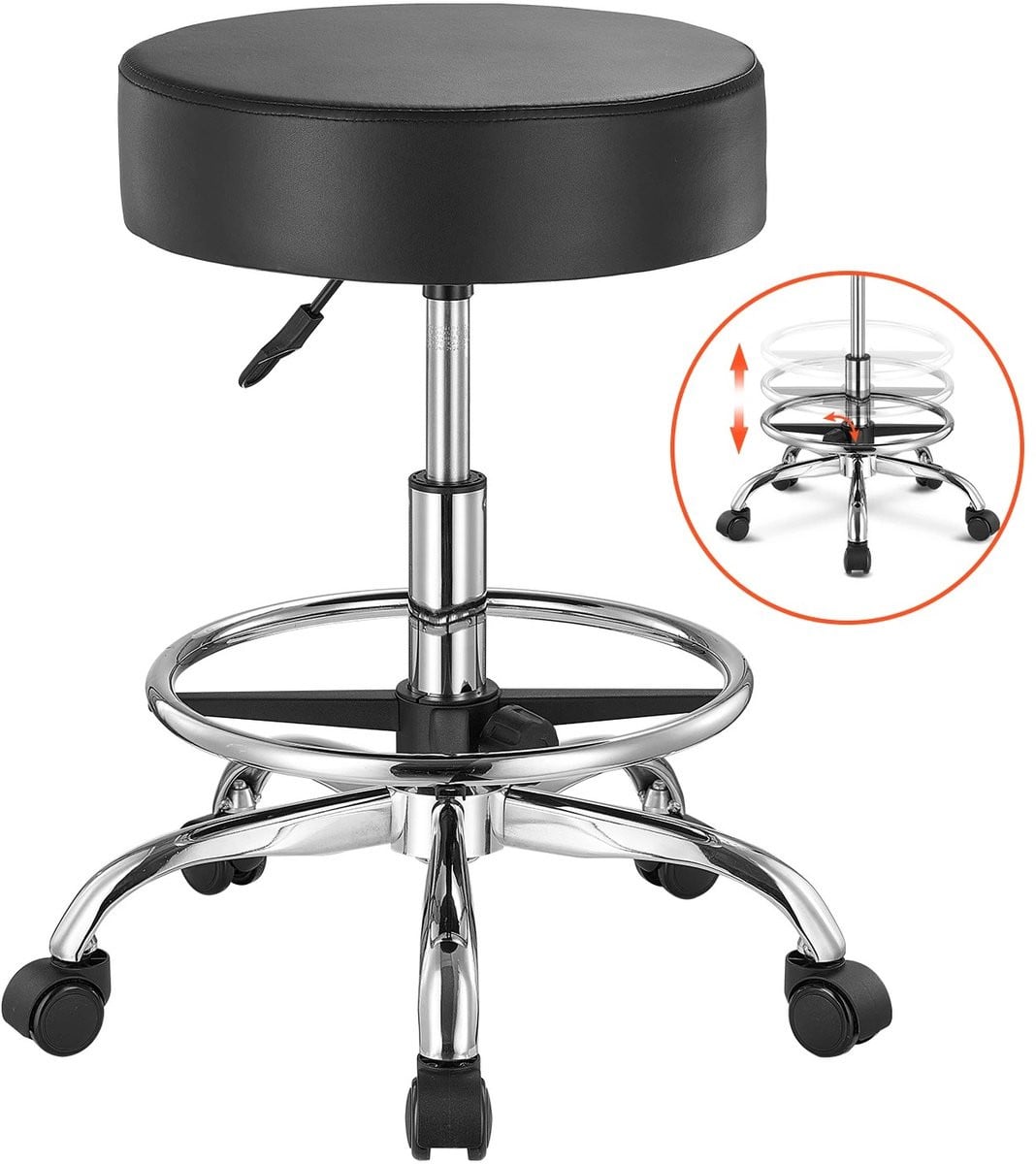 Novendo Goods Rolkruk met wielen en verstelbare hoogte voor salon en kliniek