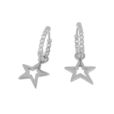 Paar Creolen FIRETTI "Schmuck Geschenk Silber 925 Ohrschmuck Sterne", silber (silberfarben), Ohrringe, Damen, Silber 925 (Sterlingsilber)