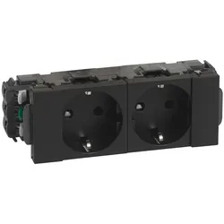 Legrand 077232L MSC 2xSchuko Steckdose DLP-Clip erhöht Berührungsschutz schwarz