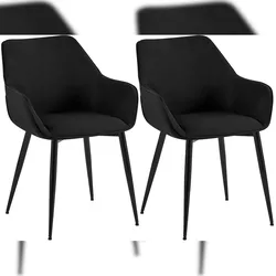 CLP 2er Set Esszimmerstuhl Luena schwarz/Stoff
