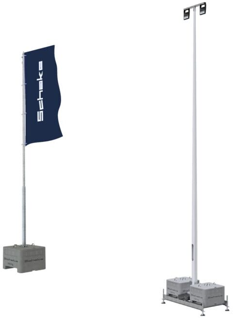 Set Schake Kameratraverse RAL9005 + Schake Lampenmast-Sets + Schake Ausleger für Fahne + Schake Kameramast-Set 6m mit Traverse