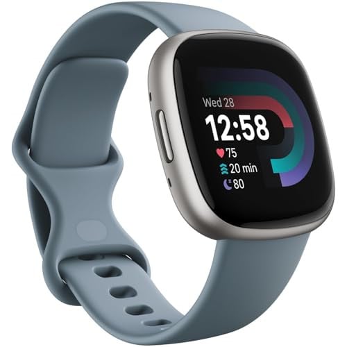 Fitbit Versa 4 Smartwatch Waterfall Blue/Platinum met Bluetooth en NFC
