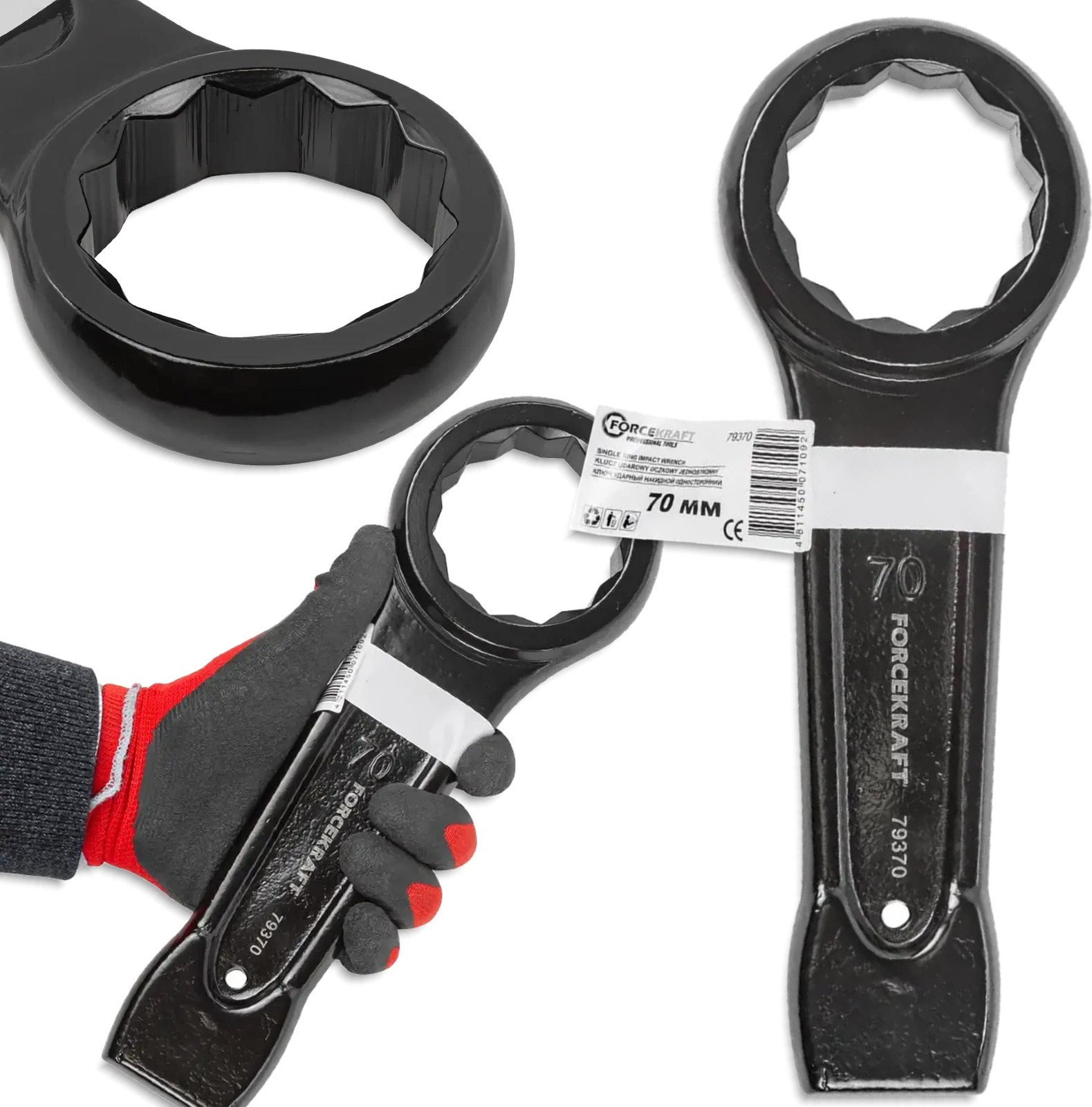 FORCEKRAFT Ringsleutel met slagkop 70mm 320mm Cr-Mo