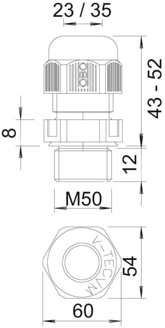 OBO Bettermann Raccord métrique complet V-TEC VM50 SW (2022895)