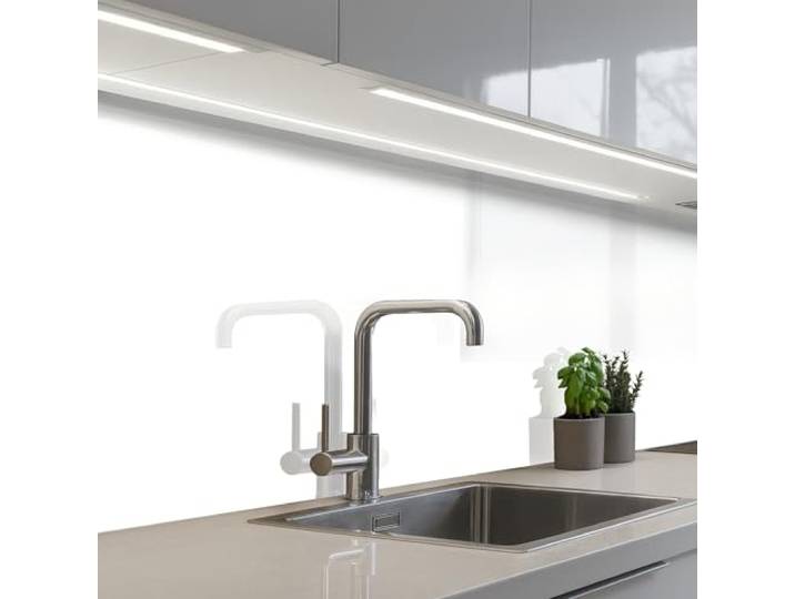 KitchenYeah© Küchenrückwand Selbstklebende Kitchen Wall Protector Küchen 80x400 cm - Rückenwand Küchenfronten Küchenrückwände Küche Wand Weiß - Farben - Neutral