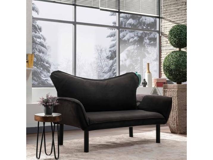 Dmora Schlafsofa 2-Sitzer Aquilonis 140x65 cm Schwarz Stauraum