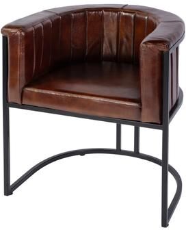 Butler Rockford 19 in. Seat Height Leather and Iron Barrel Accent Chair