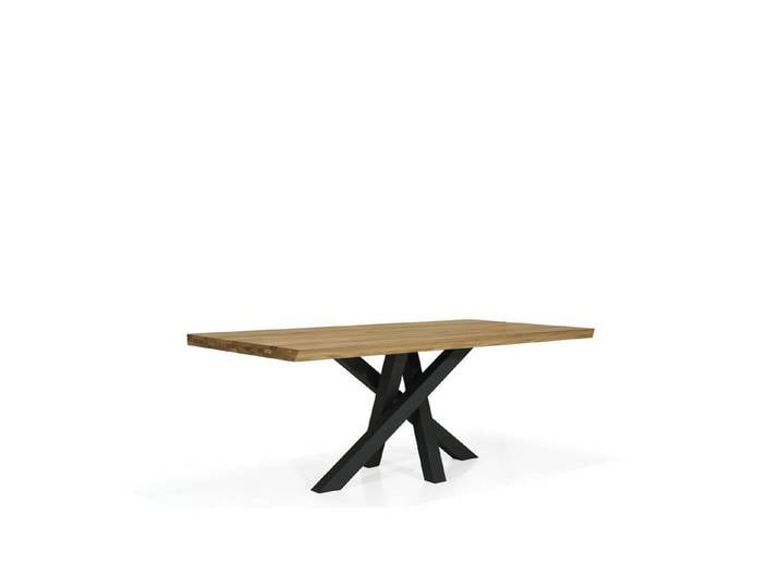 designimpex Esstisch Design MNS-1 Eiche massiv geölt -Schwarz Esszimmer ausziehbar