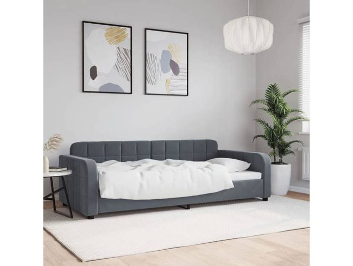 CLARENCE® Lit 1 PLACE/ Lit de repos - Lit de jour - gris foncé 90x190 cm - velours LV12447