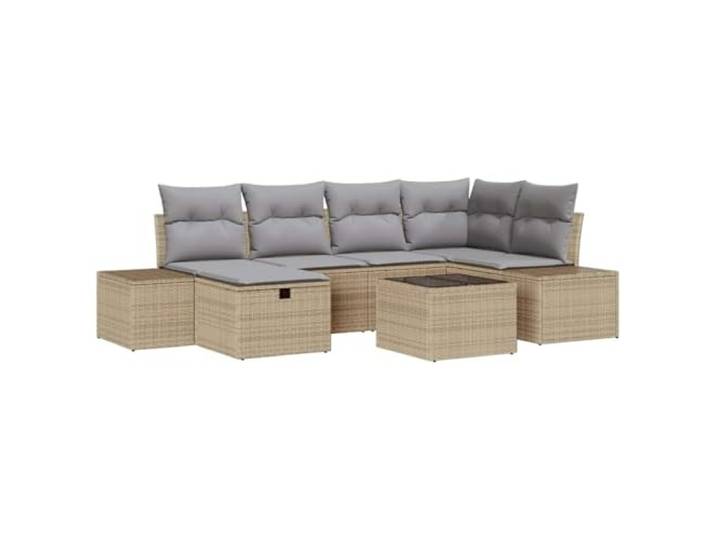 Gartensofas 6er Set Polyrattan mit Kissen, Modulares Sofa UV-beständiges Polyrattan, Stahlrahmen, Polyesterkissen, modulare Konfiguration, flache Armlehnen