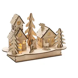 Konstsmide Weihnachtsbeleuchtung  Holzsilhouette mit Haus und Tieren