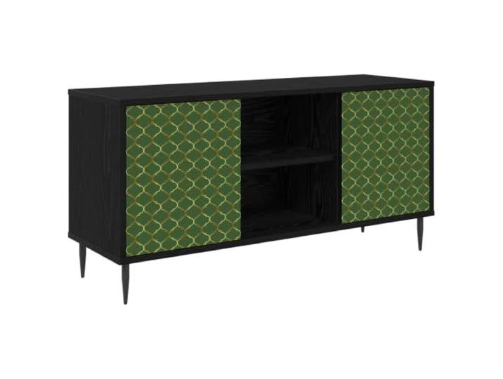 GKMBCVDFR TV-Schrank GELEEN 102 x 33 x 51 cm Schwarz Eichen-Optik Robuster Holzwerkstoff, viel Stauraum, erhöhte Füße, dekoratives Muster, einfache Montage