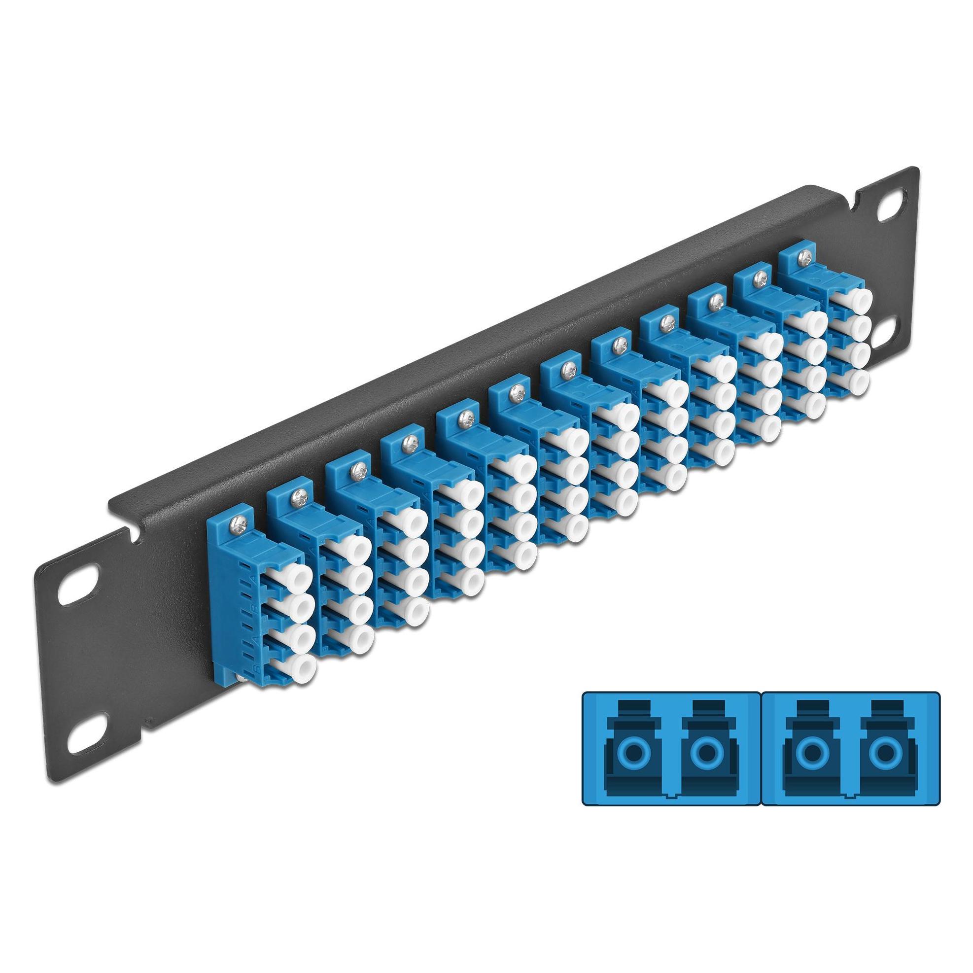 Delock 10? LWL Patchpanel 12 Port LC Quad blau 1 HE schwarz (66776)