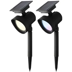 MARELIDA LED Solar Gartenstrahler Gartenspot Gartenleuchte Farbwechsel WW 25 Lumen 2St.