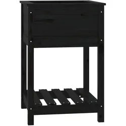 Helloshop26 - Hochbeet für Pflanzen Blumen Terrasse Garten mit Ablage 54 x 54 x 81 cm massives schwarzes Kiefernholz 02_0038397