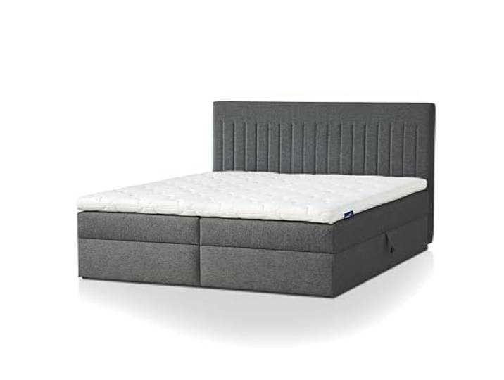 Traumnacht Nizza Boxbett mit Stauraum H3 140x200 cm 7-Zonen Tonnentaschenfederkern Komfortschaumtopper leichter Aufbau Dunkelgrau