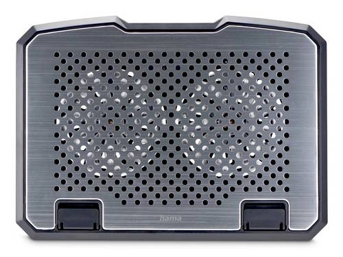 Hama 00126807 Laptop-Kühler "Aluminium", neigbar, leise, 2 Lüfter, bis 40cm (15,6"), SW