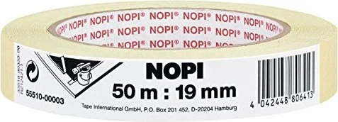 NOPI Maler Krepp Papierabdeckband, 19 mm x 50 m, beige