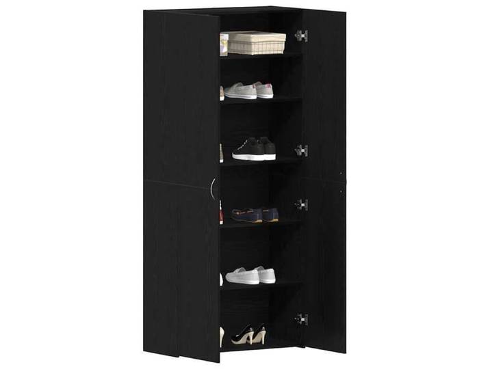SEASON SALE Cabinet à chaussures élégante - KEETHE - Meuble de couloir - capacité 12 paires - Noir 80 x 35.5 x 180 cm Bois d'ingéni