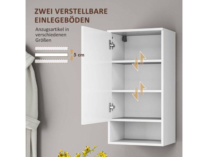Feuille épaissie armoire murale avec porte armoire de salle de bains armoire de cuisine avec étagères réglables compartiment ou