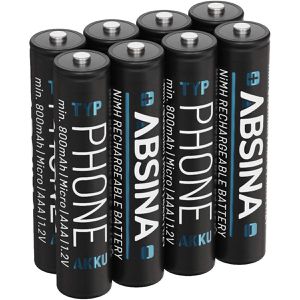 Absina Akku AAA Phone, 1,2 V, 800 mAh, AAA, NiMH, 8 Stück