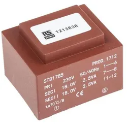 RS PRO PCB Transformer 5VA 2x18V, Transformator