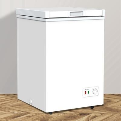 Parrot Uncle 3.5 Cu. Ft Modern White Small Deep Freezer with Removable Basket