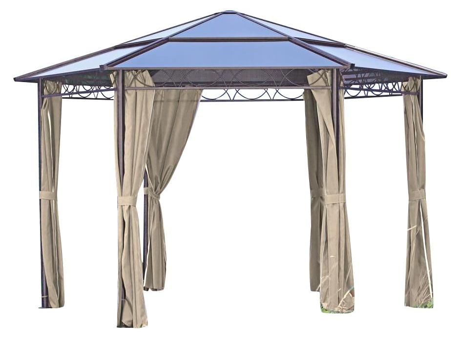 Pavillon SION 6-eckig Beige Kunststoff | Gartenpavillon Gartenlaube für Garten/Terrassen