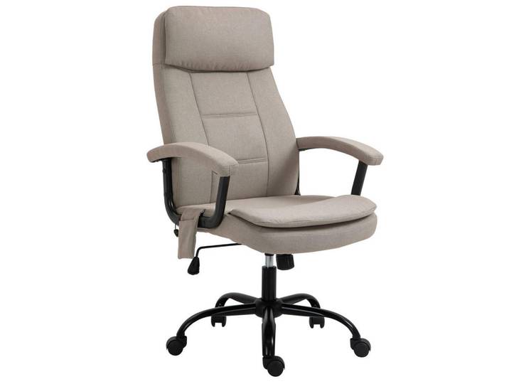 Okwish Drehstuhl 70/63/112-121 cm beige aus Polyester mit Vibrationsmassage, Beige, Kunststoff, 70x121x63 cm, Büromöbel, Bürostühle, Drehstühle