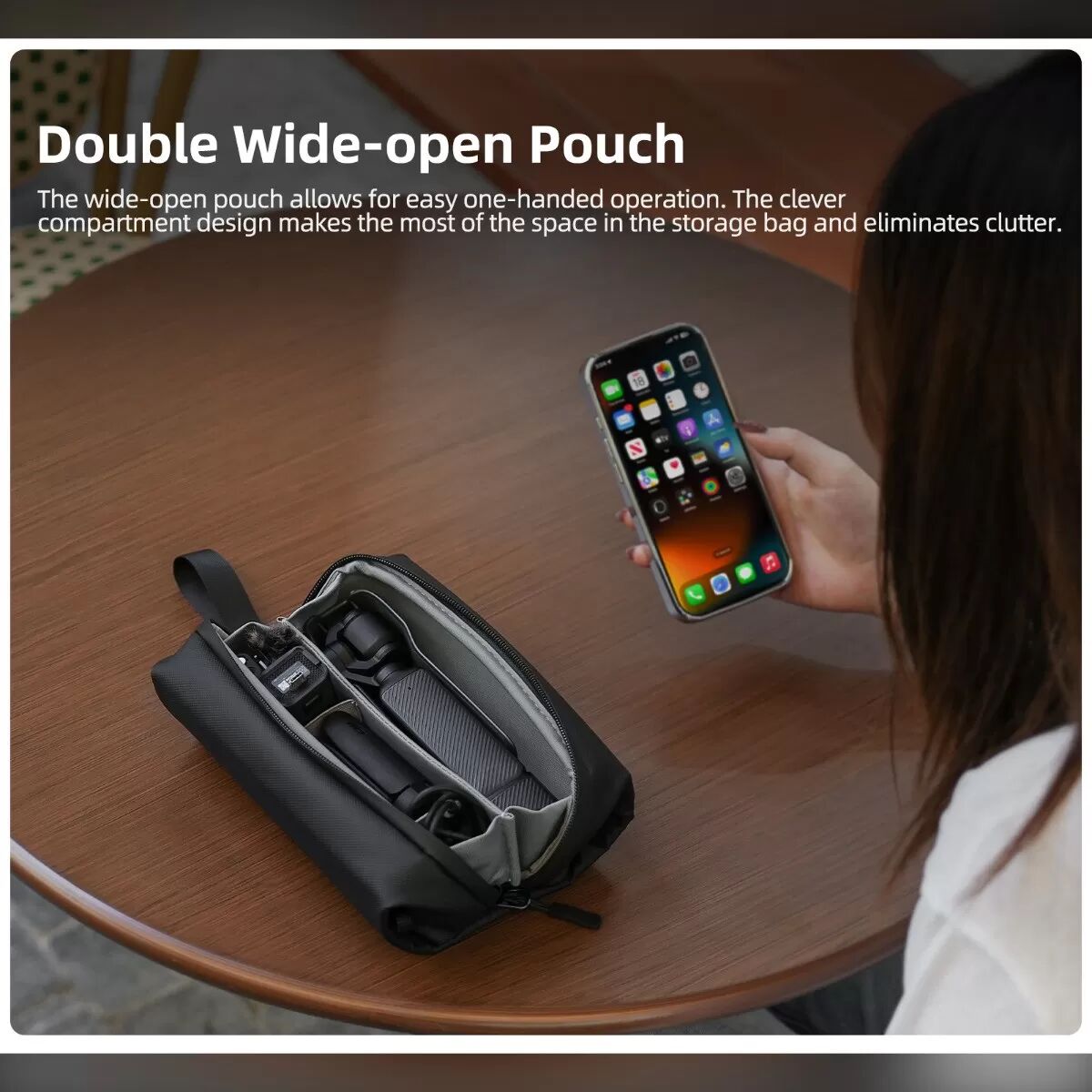 INF Mehrzweck Digital-Aufbewahrungstasche Schwarz kompatibel mit DJI Osmo Pocket 3 und OSMO Nano - PU-Leder, Lycra-Futter,