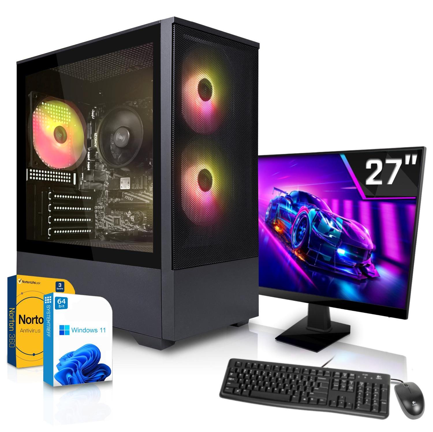 SYSTEMTREFF Gamer Komplett-Paket - Ryzen 5 8500G - Radeon 740M - 16GB DDR5 - 1TB NVMe - 27 Zoll Monitor - Windows 11 Pro - Desktop PC