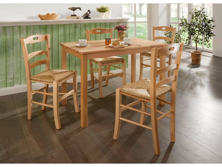 2er-Set Esszimmerstühle aus massiver Buche, Natur