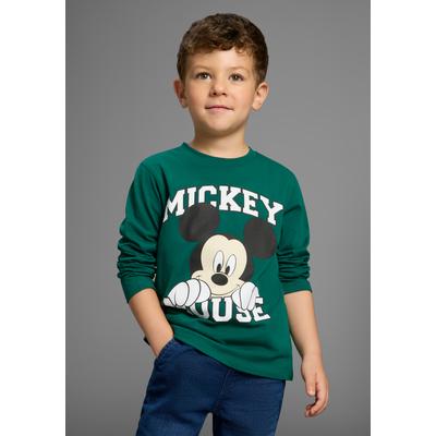 Langarmshirt KIDSWORLD "MICKEY Mouse - Disney Shirt", Jungen, Gr. 128/134, grün, Single Jersey, Obermaterial: 100% Baumwolle, bedruckt, Basic, Basic normal, Rundhals, Shirts Langarmshirt, Disney Shirt mit Mickey Mouse Druck