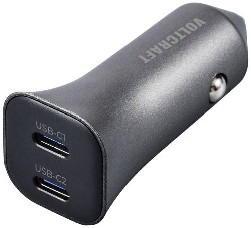 VOLTCRAFT CPS-40W/ 2 VC-RA401 USB Ladegerät 40W 2x USB-C USB PD 3.0 Silber-Schwarz KFZ