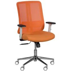 Carmen LORENA Chefsessel mit Netzrücken, Lordosenstütze und 1D-Armlehnen – Orange