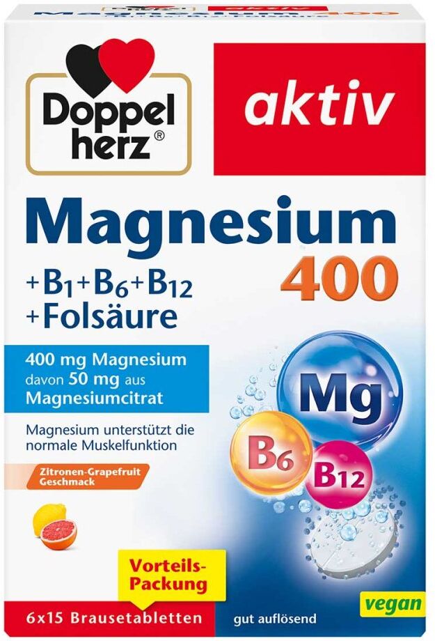 Doppelherz Magnesium 400+b1+b6+b12+folsäure Bta 6X15stk