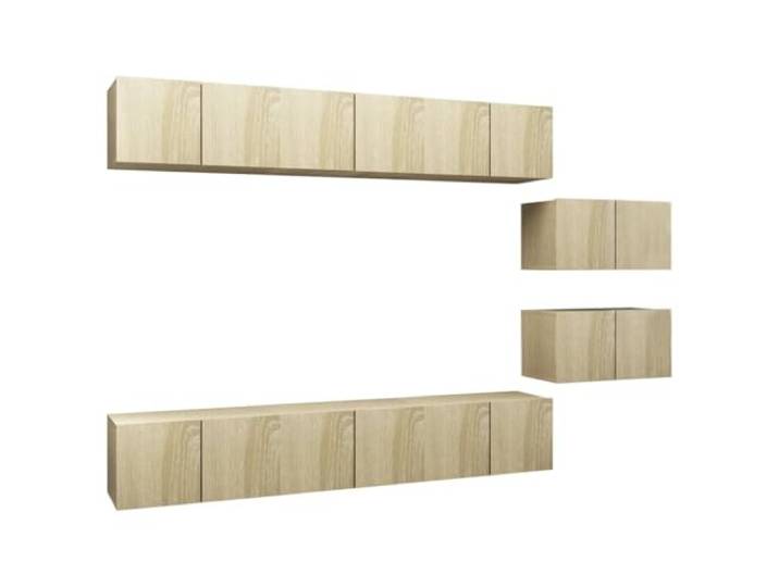 Helloshop26 TV-Möbel Multimedia-TV-Regal Sideboard TV Esszimmer Wohnzimmer Schlafzimmer 8 Stück Sonoma Eiche Holztechnik Braun 02_0028827