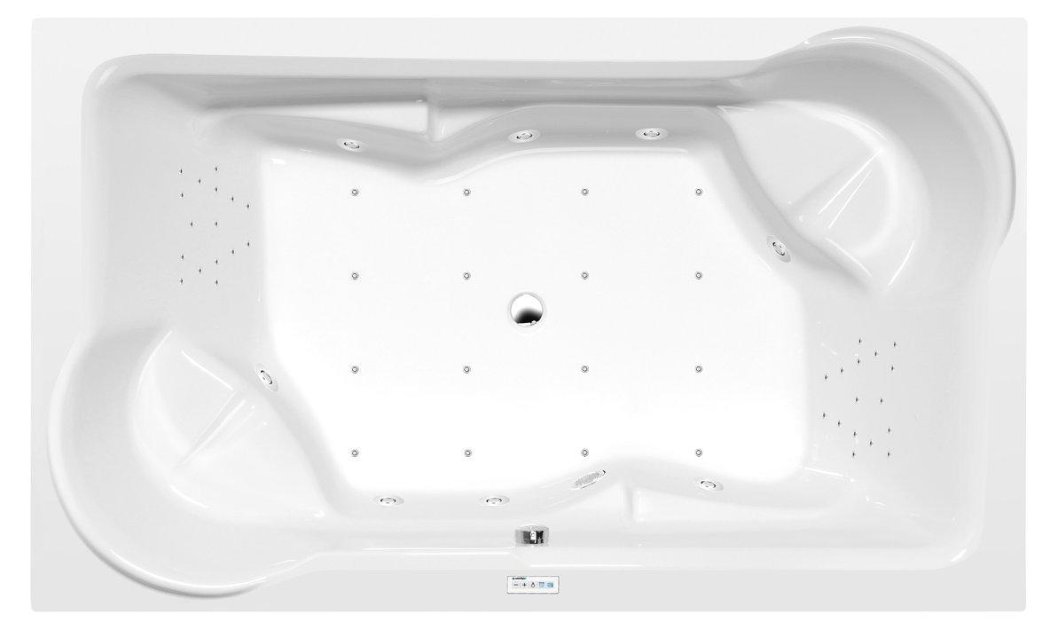Polysan DUO Whirlpool-Badewanne, 200x120x45cm, Highline Hydro-Air, Chrom
