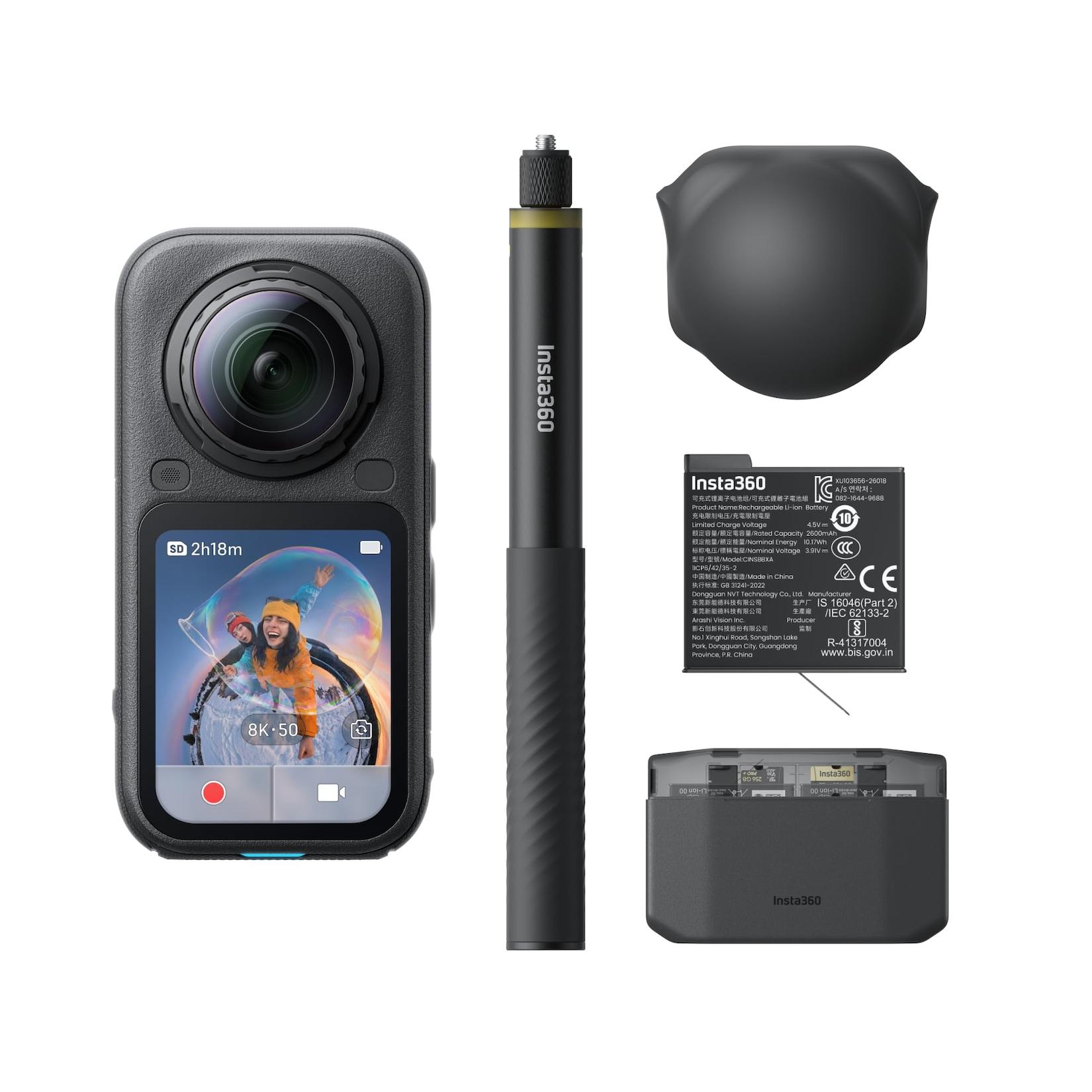 Insta360 X6 Essential Bundle Midnight Black Action Kamera (8K 360°-Kamera, 120 MP 360°-Fotos, 2,32 Zoll OLED-Display)