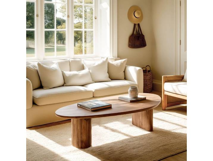 SIXTINE - Table basse 140x75cm en bois de teck recyclé