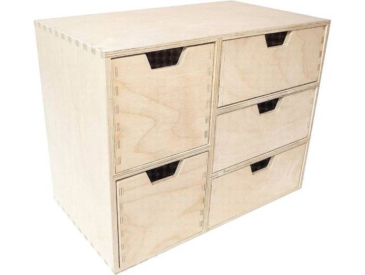 Mini Commode en Bois - Creative Deco - 5 Tiroirs - Coffre Beige Parfait à Décorer Peindre
