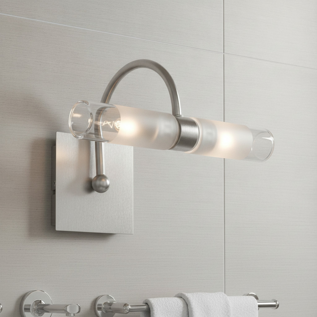 Lyora Wandlamp Dritto Zilver en Wit met Glas voor de Badkamer