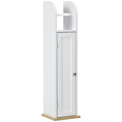 kleankin Schlanker Badezimmerschrank Toilettenpapierhalter verstellbare Regale 20 x 20 x 80 cm/Weiß