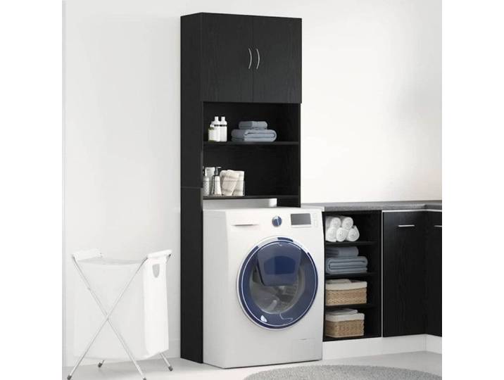 Meuble de machine à laver chêne noir 64x24x190 cm