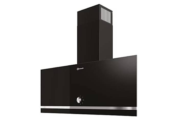 Bauknecht DBHVA 92F LM K Kopffrei- Dunstabzugshaube / 90cm / Für Abluft- und Umluftbetrieb geeignet / 41,1 kWh/LED / 3 Leistungsstufen inkl. Intensiv-Stufe/Energieeffizienzklasse A, Schwarzes Glas