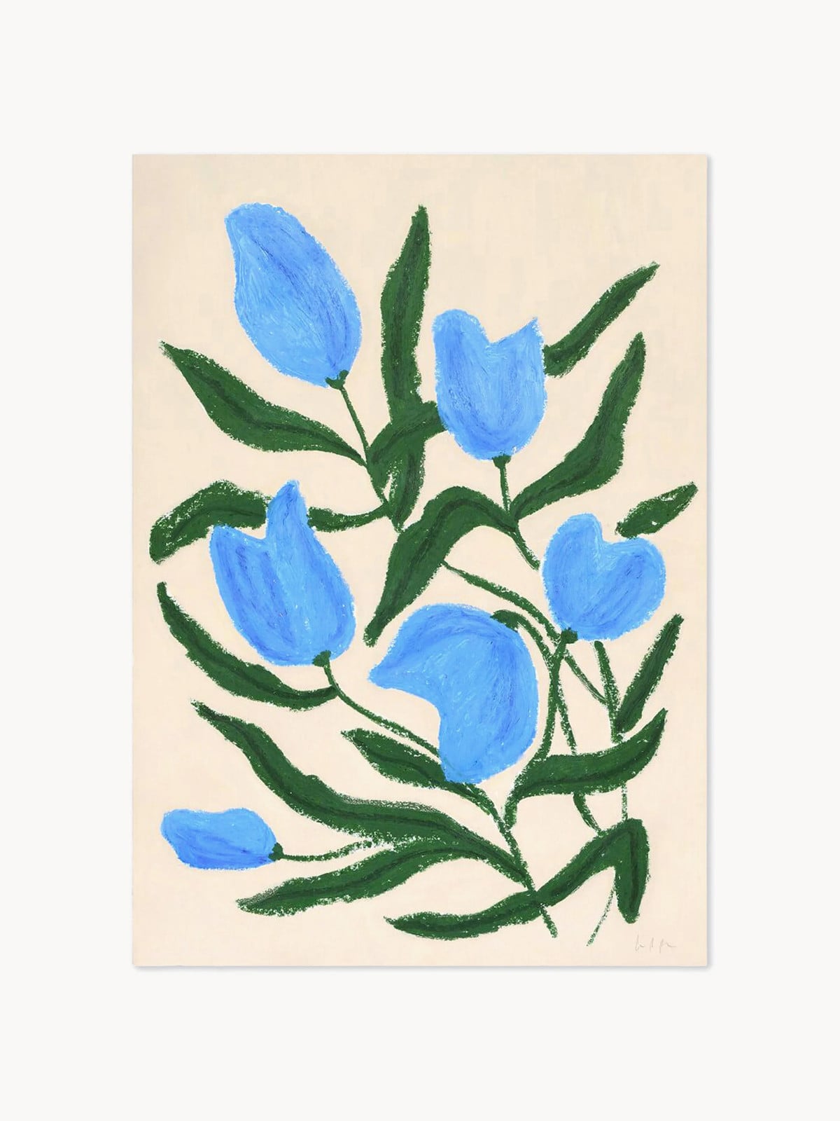 Ingelijste digitale print Blue Tulips illustratie