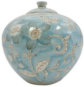Galt International "Blue & White Chinoiserie Ceramic Jar 8"""